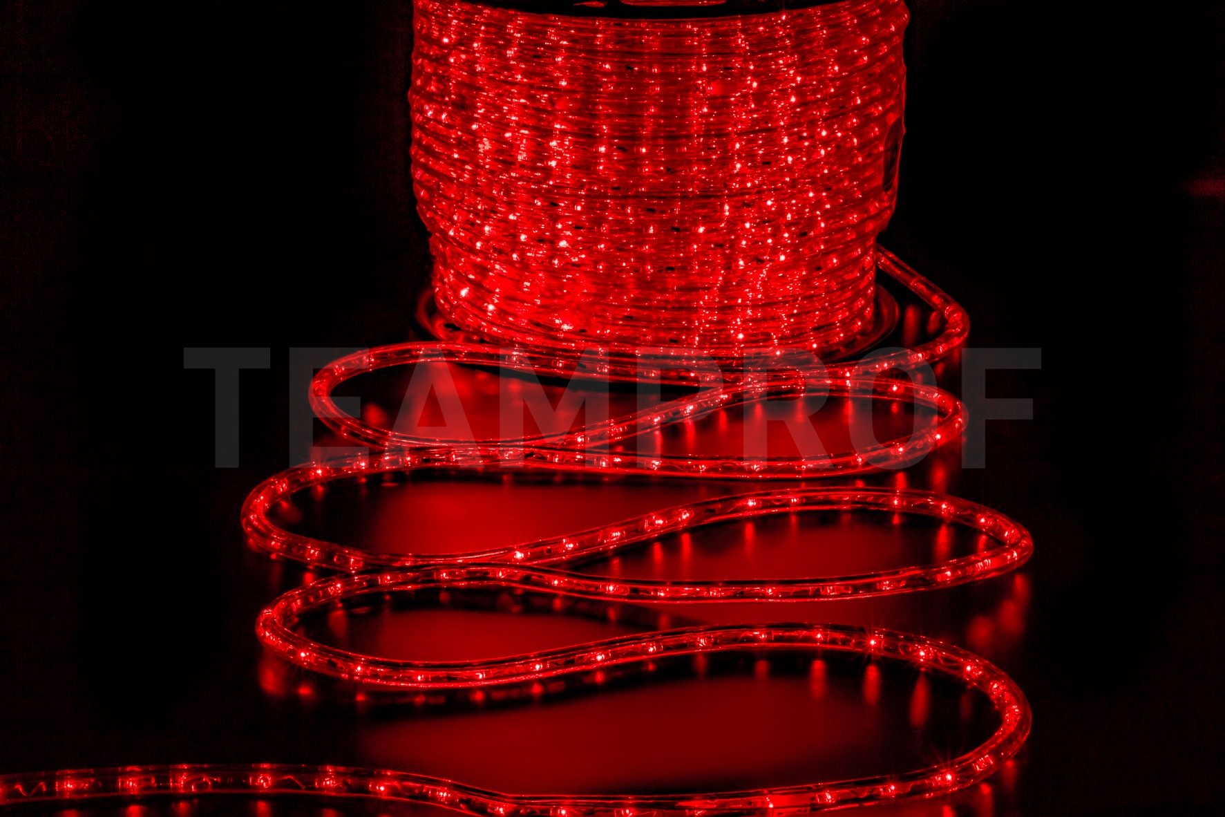 Светодиодный дюралайт TeamProf, 2-х проводной, красный, кратность резки 0,5 метров, диаметр 13 мм, 24 В, 100 м TPF-DL-2WH-100-24-R