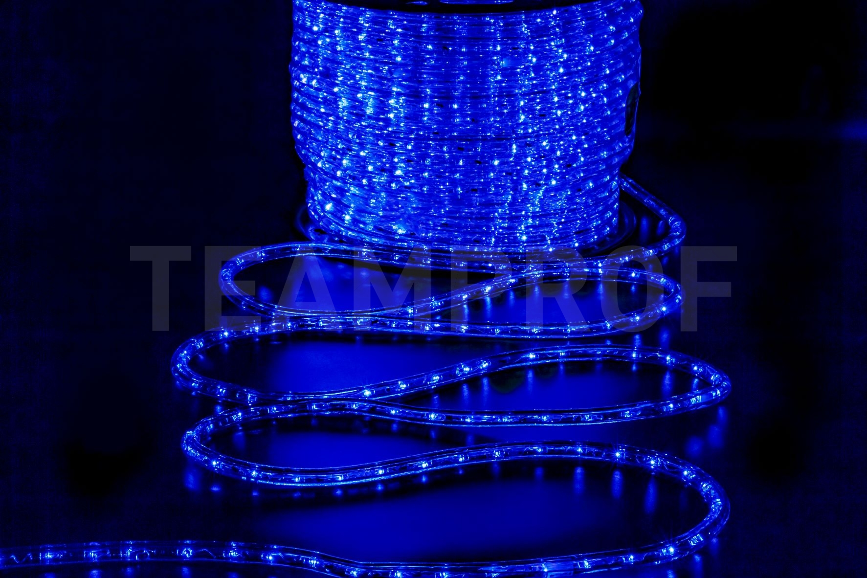Светодиодный дюралайт TeamProf, 2-х проводной, синий, кратность резки 1 метр, диаметр 13 мм, 220 В, 100 м TPF-DL-2WH-100-240-B