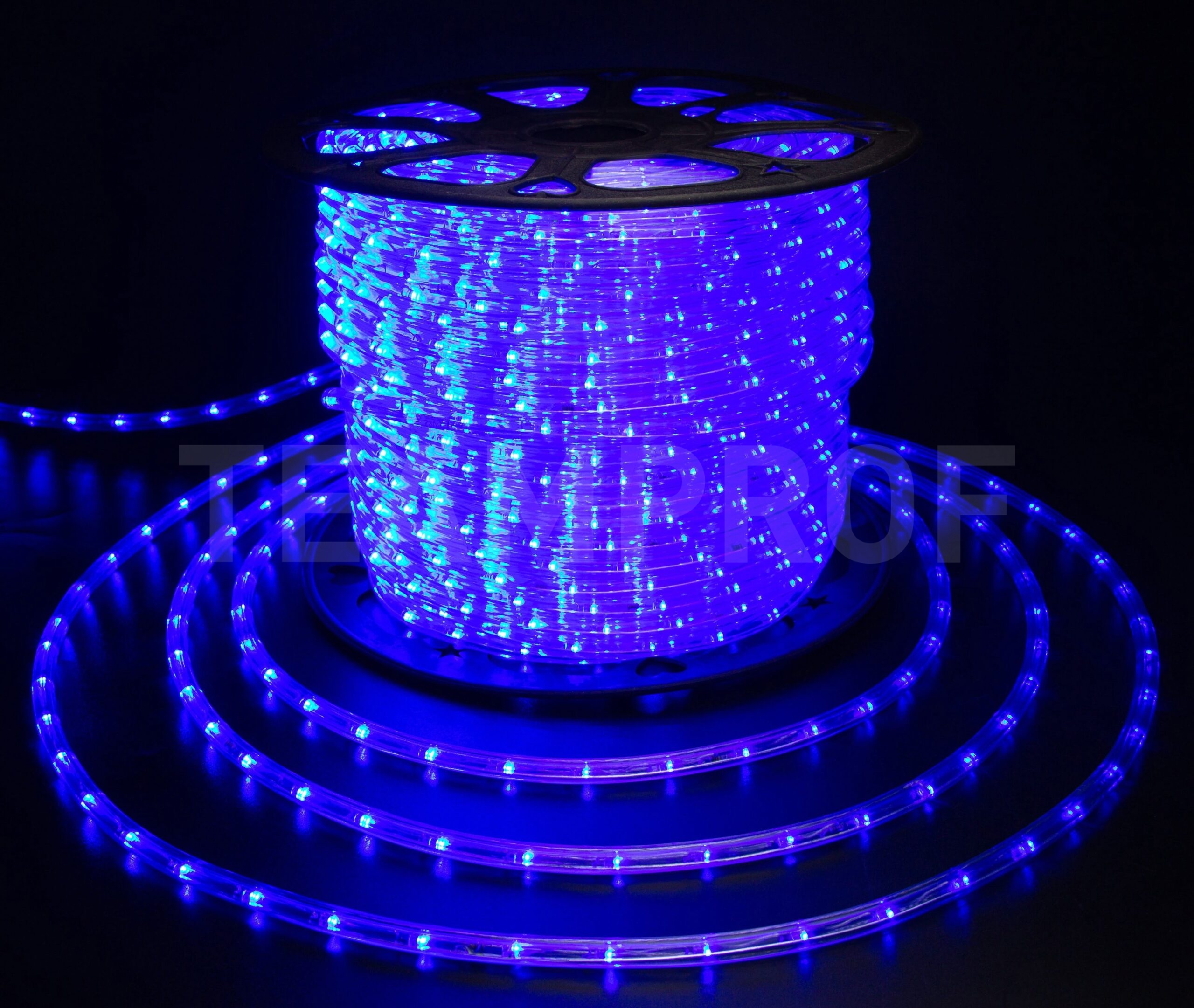 Светодиодный дюралайт TeamProf, 2-х проводной, синий, кратность резки 2 метра, диаметр 10 мм, 220 В, 100 м TPF-DL-2WH-100-10mm-240-B