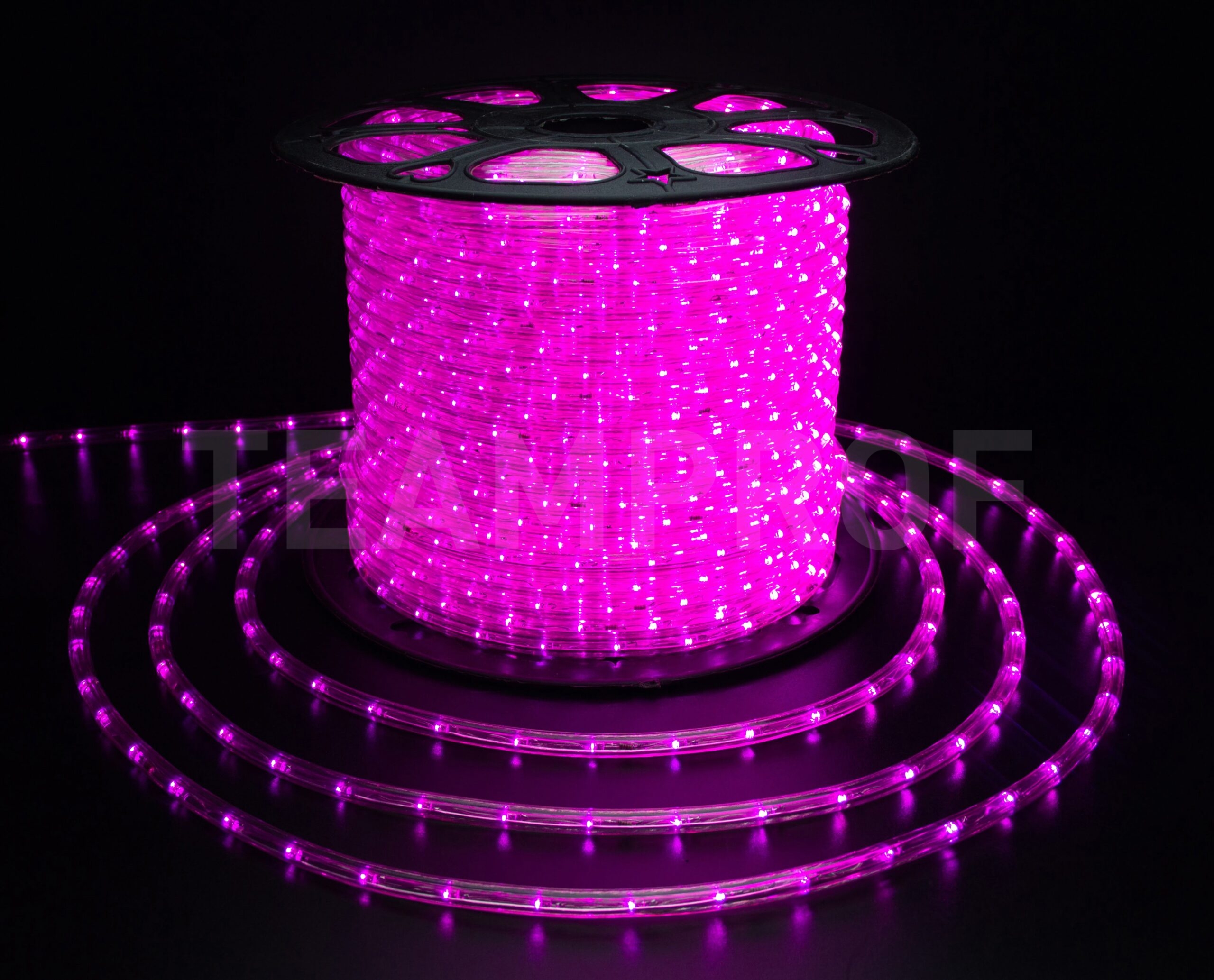 Светодиодный дюралайт TeamProf, 2-х проводной, розовый, кратность резки 2 метра, диаметр 10 мм, 220 В, 100 м TPF-DL-2WH-100-10mm-240-P